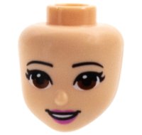 LEGO part Mini Doll, Head Friends with Brown Eyes, Dark Pink Lips and Open Mouth Pattern 37291