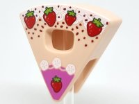 LEGO part Minifigure, Headgear Head Cover, Costume Wedge Slice with Cake with Strawberries, White Cream, and Dark Pink Frosting Pattern (BAM) 45755pb04