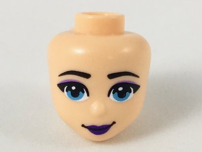 LEGO onderdeel Mini Doll, Head Friends with Dark Azure Eyes, Dark Purple Lips Pattern (48252)