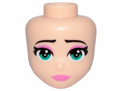 LEGO part Mini Doll, Head Friends with Turquoise Eyes, Pink Lips and Eyelids, Closed Mouth Pattern (Susan) (52085)