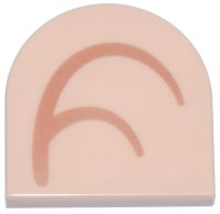 LEGO part Tile, Round 2 x 2 Half Circle Extended with Medium Nougat Curved Lines Pattern Model Left Side (Super Mario Inner Ear) 5520pb003L