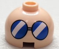 LEGO part Brick, Round 2 x 2 Dome Top with Blue Glasses with White Diagonal Stripes Pattern 553pb040
