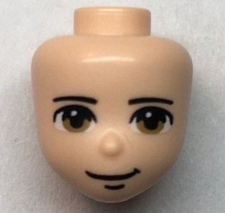 LEGO part Mini Doll, Head Friends Male with Light Brown Eyes, Closed Grin Pattern (66454)