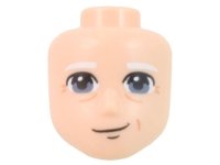 LEGO part Mini Doll, Head Friends Male Large with Sand Blue Eyes, White Eyebrows, and Lopsided Smile Pattern 72433