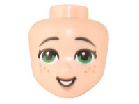 LEGO part Mini Doll, Head Friends with Green Eyes, Freckles, Medium Nougat Lips and Open Mouth Pattern 76807