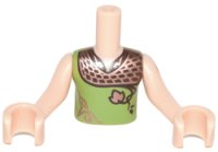 LEGO onderdeel Torso Mini Doll Boy Lime Shirt with Copper Shoulders and Leaf Pattern, Light Nougat Arms with Hands with Dark Orange Elves Tattoo FTBpb018c01