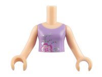 LEGO onderdeel Torso Mini Doll Girl Lavender Top with Flower Pattern, Light Nougat Arms with Hands FTGpb001c01