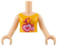 LEGO onderdeel Torso Mini Doll Girl Orange Vest Top with Hearts Pattern, Light Nougat Arms with Hands FTGpb006c01