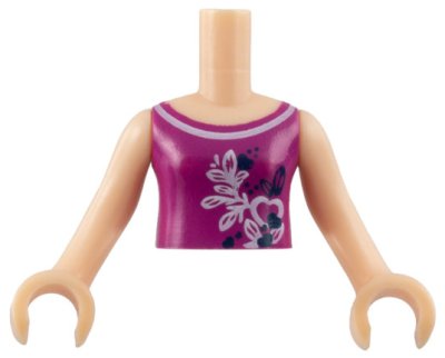 LEGO part Torso Mini Doll Girl Magenta Top with Butterflies and Leaves Pattern, Light Nougat Arms with Hands (FTGpb022c01)