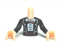 LEGO onderdeel Torso Mini Doll Girl Black Jacket Formal with Bow Tie and Cummerbund Pattern, Light Nougat Arms with Hands with Black Sleeves FTGpb026c01