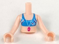 LEGO part Torso Mini Doll Girl Blue Bikini Top With Whistle Pattern, Light Nougat Arms with Hands FTGpb046c01