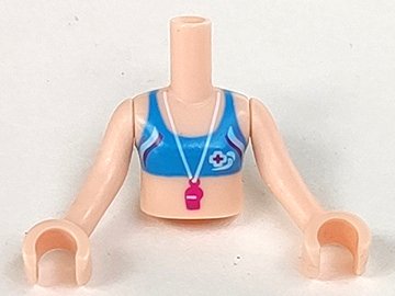 LEGO part Torso Mini Doll Girl Blue Bikini Top With Whistle Pattern, Light Nougat Arms with Hands (FTGpb046c01)
