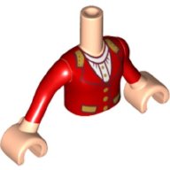 LEGO part Torso Mini Doll Girl Red Jacket with White Shirt and Gold Buttons and Trim Pattern, Light Nougat Arms with Hands with Red Long Sleeves FTGpb112c01