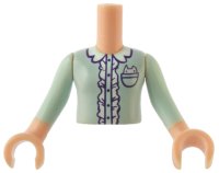 LEGO part Torso Mini Doll Girl Light Aqua Top Pattern, Light Nougat Arms with Hands with Light Aqua Sleeves FTGpb161c01