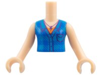 LEGO part Torso Mini Doll Girl Dark Azure Plaid Shirt over Orange T-Shirt, Dark Purple Lightning Necklace Pattern, Light Nougat Arms with Hands FTGpb178c01