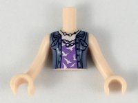 LEGO part Torso Mini Doll Girl Medium Lavender Top with White Birds, Sand Blue Vest Pattern, Light Nougat Arms with Hands FTGpb217c01
