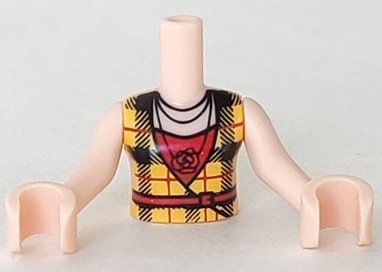 LEGO part Torso Mini Doll Girl Bright Light Orange Top, Red Belt, Red Shirt and Rose Necklace Pattern, Light Nougat Arms with Hands (FTGpb222c01)