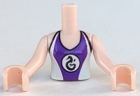 LEGO part Torso Mini Doll Girl Light Aqua and Dark Purple Wetsuit with Seahorse Logo Pattern, Light Nougat Arms with Hands FTGpb228c01