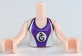 LEGO part Torso Mini Doll Girl Light Aqua and Dark Purple Wetsuit with Seahorse Logo Pattern, Light Nougat Arms with Hands (FTGpb228c01)