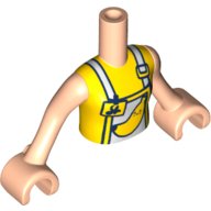 LEGO part Torso Mini Doll Girl Yellow Top with White Apron and Yellow Name Tag and Banana Pattern, Light Nougat Arms with Hands FTGpb262c01