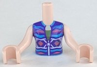 LEGO part Torso Mini Doll Girl Dark Purple, Dark Pink and Dark Azure Sleeveless Jacket with Zipper Pattern, Light Nougat Arms with Hands FTGpb276c01