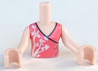 LEGO part Torso Mini Doll Girl Coral Wrap Top with White Tree Pattern, Light Nougat Arms with Hands FTGpb280c01