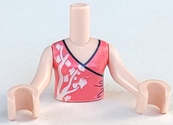 LEGO part Torso Mini Doll Girl Coral Wrap Top with White Tree Pattern, Light Nougat Arms with Hands (FTGpb280c01)
