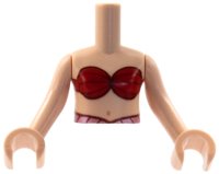 LEGO part Torso Mini Doll Girl Red Bikini Shell Bra Top, Metallic Pink Belt Pattern, Light Nougat Arms with Hands (Arista) FTGpb356c01