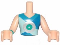LEGO onderdeel Torso Mini Doll Man Top with Silver Disk Pattern, Light Nougat Arms with Hands with Dark Turquoise Band FTMpb041c01