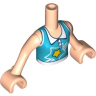 LEGO part Torso Mini Doll Girl Medium Azure Blouse Top with White Collar and Trim, Yellow Star Pattern, Light Nougat Arms with Hands FTGpb181c01