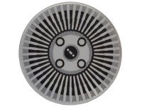 LEGO part Piastrella, Rotonda 2 x 2 con Supporto Bottone Inferiore con Motivo Coprimozzo con Strisce Radiali Nere e Dadi Ruota 14769pb835