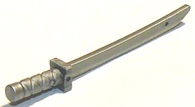 LEGO part Minifigurine, Arme Épée, Shamshir/Katana (Garde Carrée) avec Pommeau Capuchonné et Trous dans la Garde Croisée et la Lame (21459)
