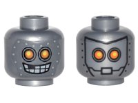 LEGO part Minifigure, Head Dual Sided Alien Robot with Yellow Eyes, Mask with Metal Bolts, Closed Mouth / Open Mouth Pattern 3626pb1502