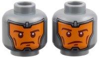 LEGO part Minifigure, Head Dual Sided Balaclava, Orange Face, Dark Red Eyebrows and Cheek Lines, Determined / Raised Eyebrow Pattern 3626pb1521