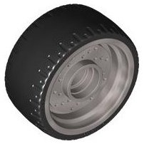 LEGO part Wheel 24 x 12 with Pin Hole with Molded Black Hard Rubber Tire Pattern (72206pb01)