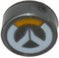 LEGO part Tile, Round 1 x 1 with Overwatch Logo Pattern 98138pb095