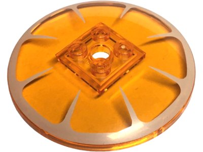 LEGO part Dish 6 x 6 Inverted (Radar) - Solid Studs with White Orange Fruit Slice Albedo Pattern (44375bpb26)