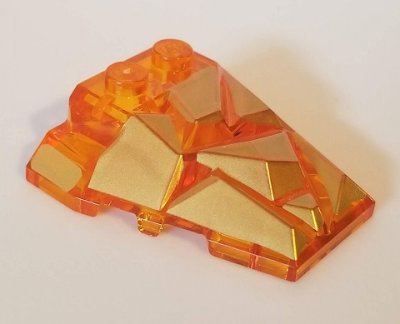 LEGO part Wedge 4 x 4 Fractured Polygon Top with Gold Facets Pattern (64867pb03)