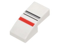 LEGO part Slope, Curved 2 x 1 x 2/3 with Red, Light Bluish Gray and Black Stripes Pattern 11477pb032