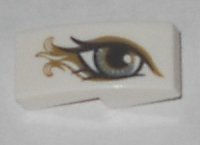 LEGO part Slope, Curved 2 x 1 x 2/3 with Metallic Light Blue Eye with Gold Highlights Pattern Model Right Side 11477pb051R