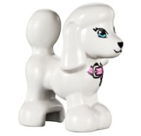 LEGO part Cane, Friends, Barboncino con Occhi Blu Chiaro Brillante, Naso e Bocca Neri e Collare Rosa Brillante con Motivo Fibbia Argento e Targhetta (Lady / Tina) 11575pb01