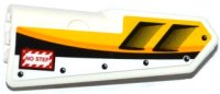 LEGO part Technic, Panel Fairing #21 Very Small Smooth, Side B with Air Intakes, 'NO STEP' and Yellow, Orange and White Stripes Pattern (Sticker) - Set 42044 11946pb019