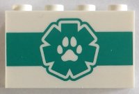 LEGO part Pannello 1 x 4 x 2 con Supporti Laterali - Stud Cavi con Motivo Zampa su Stella della Vita EMT Turchese Scuro e Striscia 14718pb060