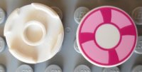 LEGO part Piastrella, Rotonda 2 x 2 con Supporto Stud Inferiore con Motivo Salvagente Magenta e Rosa Chiaro Acceso 14769pb002