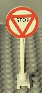 LEGO part Road Sign Round with 'STOP' in Triangle Pattern 14pb06