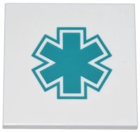 LEGO part Tile 4 x 4 with Dark Turquoise EMT Star of Life Pattern 1751pb035