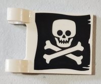 LEGO part Bandiera 2 x 2 Square con Teschio Piatto e Ossa Incrociate su Sfondo Nero Pattern su Entrambi i Lati (Jolly Roger) 2335pb212