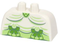 LEGO part Lower Body, Skirt Wide with Side Hoops (Panniers) with Yellowish Green and Sand Green Dress Trim, Lime Laces and Bows Pattern (BAM) 24068pb04