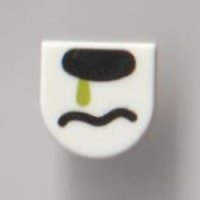 LEGO part Tile, Round 1 x 1 Half Circle Extended with Black Nose and Wavy Mouth, Lime Drip Pattern 24246pb019