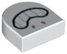 LEGO part Tile, Round 1 x 1 Half Circle Extended with Metallic Pink Nostrils and Black Open Mouth Smile with Teeth Pattern 24246pb034